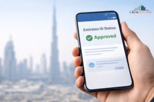 Emirates ID status confirmed, Dubai skyline