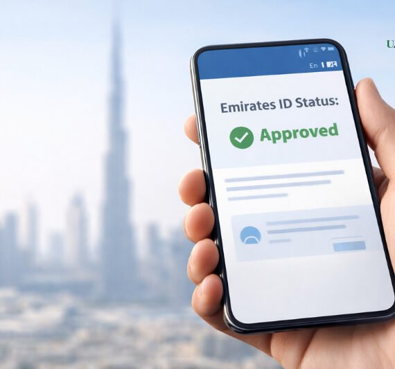 Emirates ID status confirmed, Dubai skyline