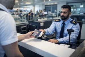 Passing through immigration checkpoint