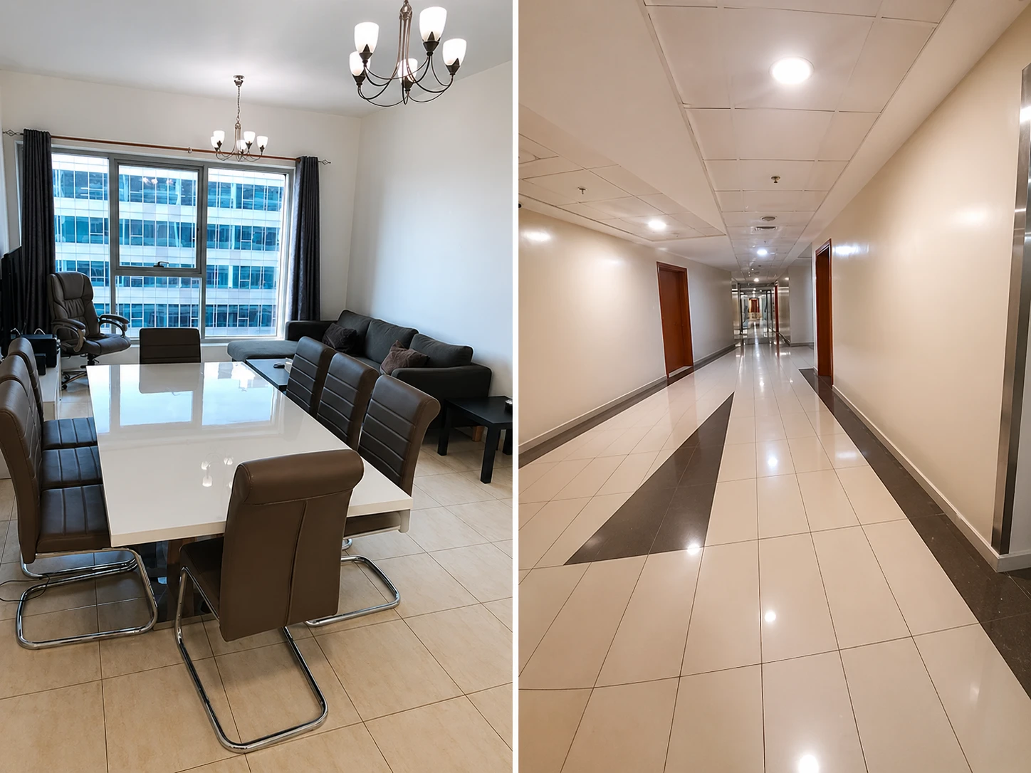 Skycourts Towers apartment interior and hallway view Dubailand Dubai