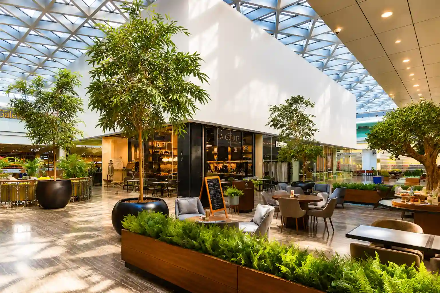 Dining and seating area inside Galleria Mall Al Barsha