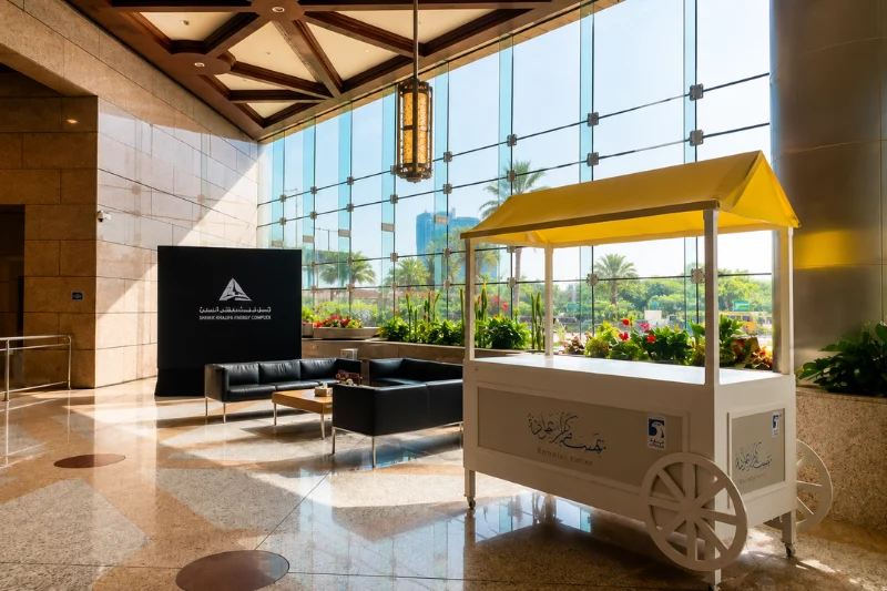 Employee lounge and seating area inside Sheikh Khalifa Energy Complex