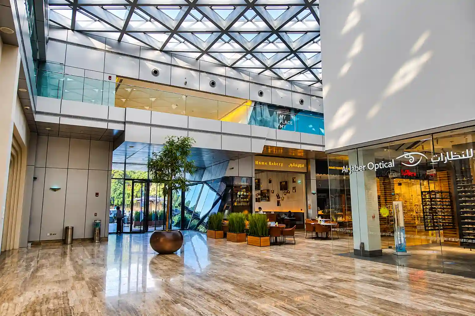 Interior view of Galleria Mall Al Barsha with shops and seating area