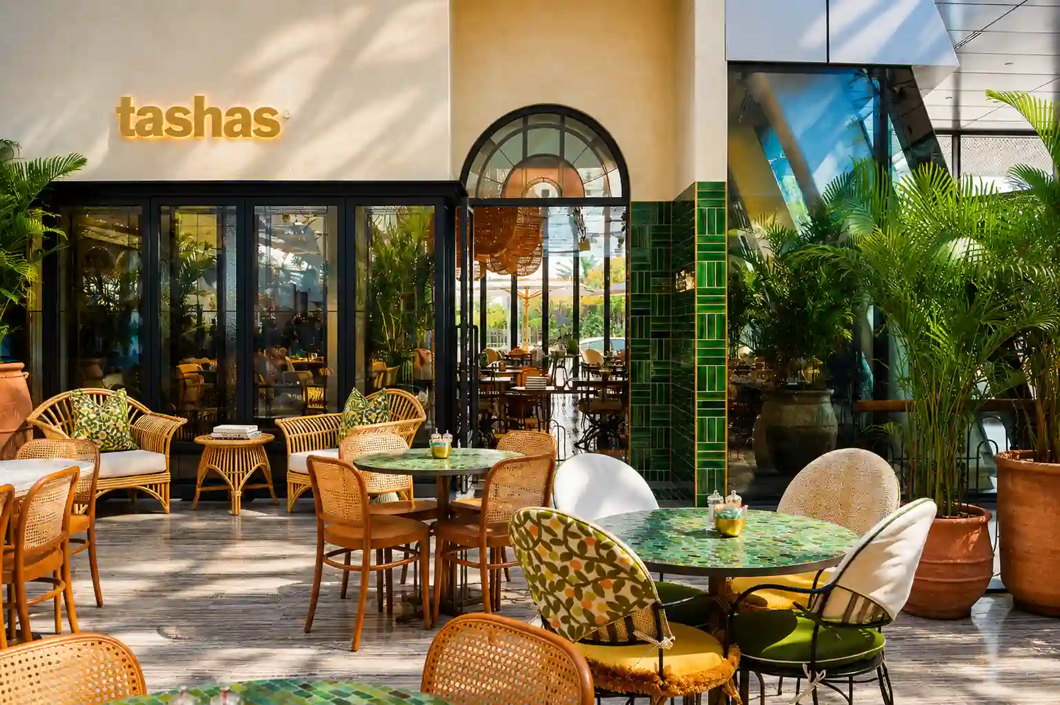 tashas restaurant seating area inside Galleria Mall Al Barsha