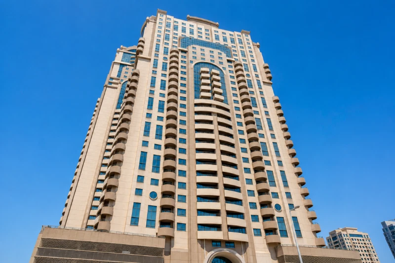 Front view of Al Shaiba Tower A in Barsha Heights, Dubai