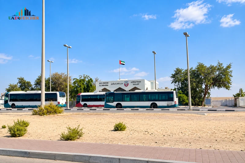 Shahama Bus Station with parked buses